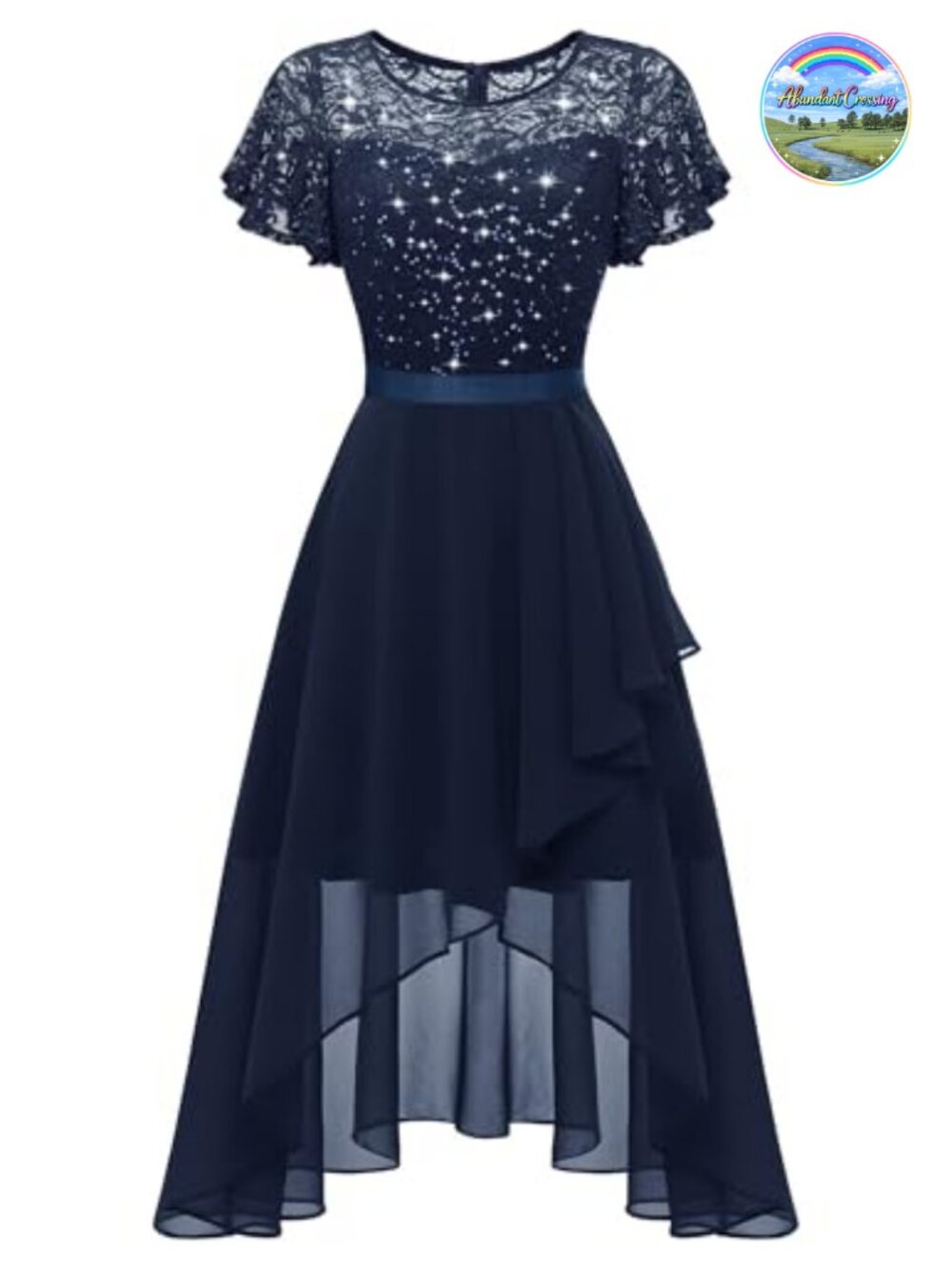 Sequin Flutter Sleeve High Low Bridesmaid Dress A-Line Homecoming